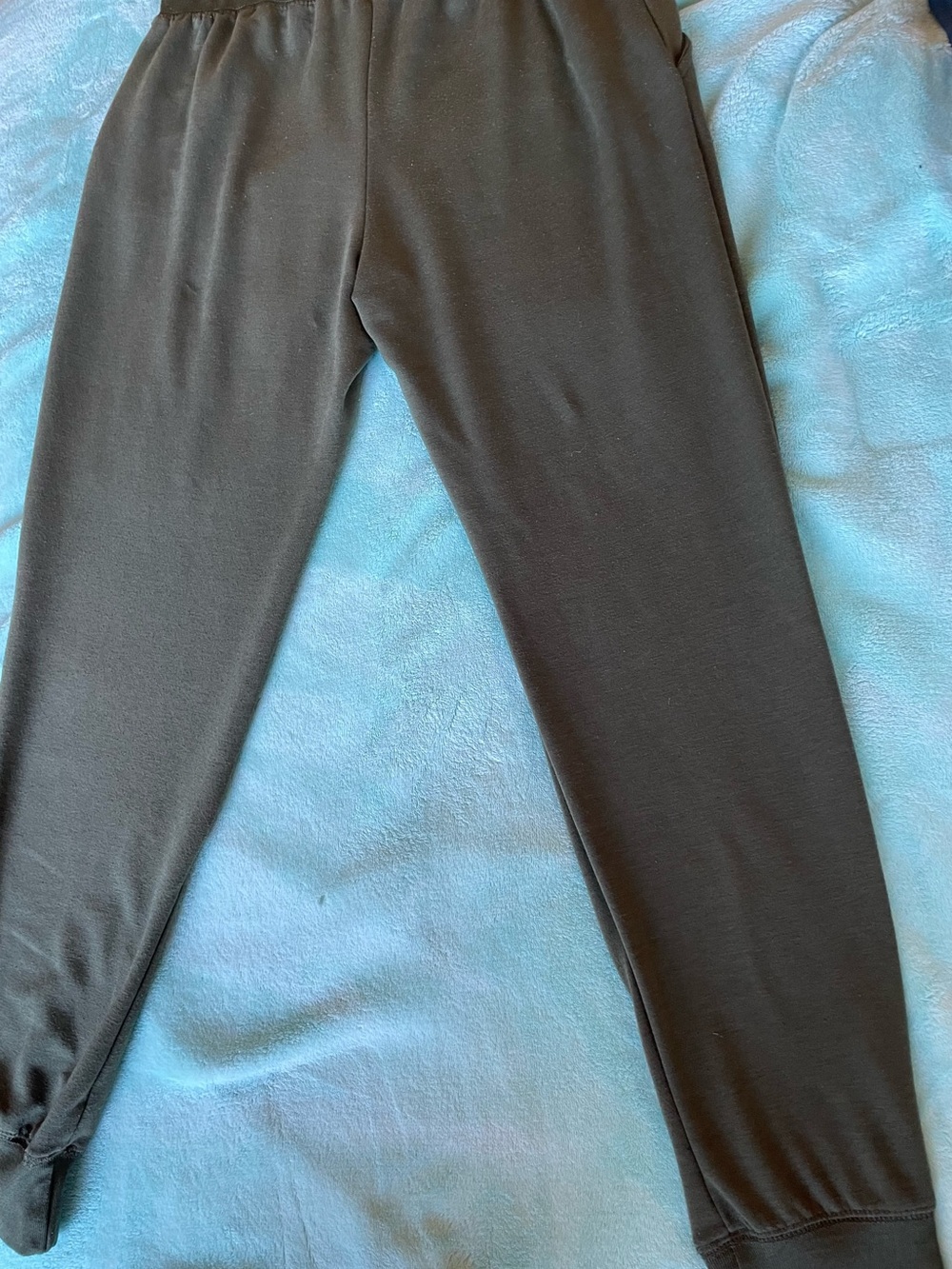 Aéropostale Olive Green Vertical Block Logo Fleece Joggers M - Picture 7 of 9